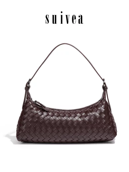 Cross-Border Popular Hobo Hand-Woven Baguette Bag, Niche Retro Versatile French-Style Shoulder Underarm Dumpling Bag for Women