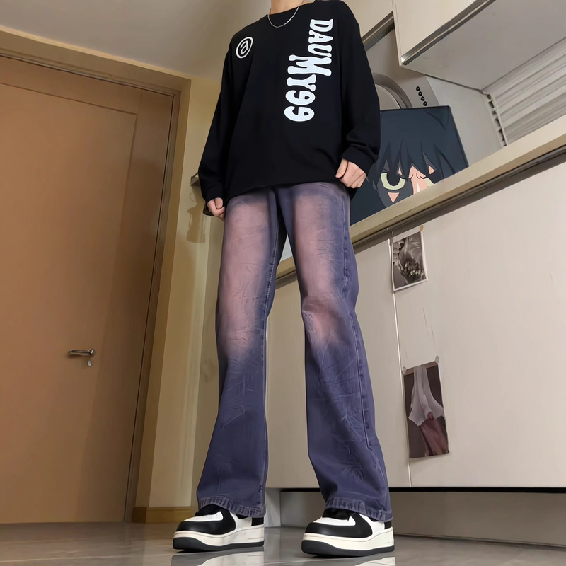 Hong Kong Style Trendy Men's Summer New 2024 Personalized Letter Jeans Hip-Hop Ins Trendy High Street Trendy Trousers Hong Kong Style Trendy Men's Summer New 2024 Personalized Letter Jeans Hip-Hop Ins Trendy High Street Trendy Trousers
