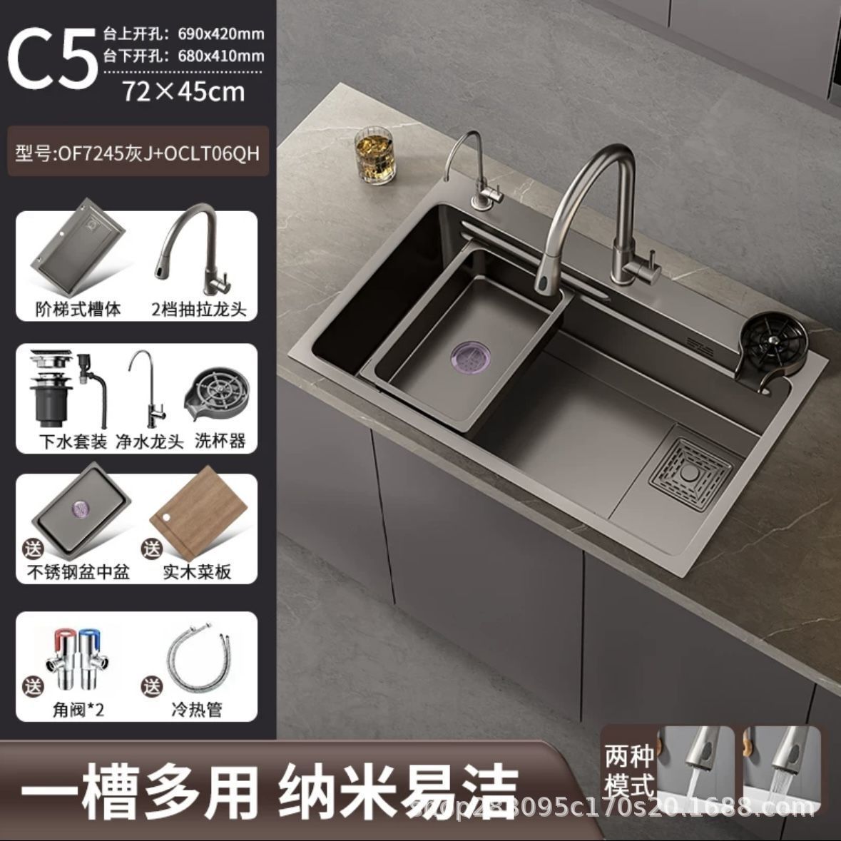 Acero inoxidable al por mayor fregadero de cocina gran tanque único engrosado a mano nano antiincrustante lavabo de cocina doméstica lavabo de platos