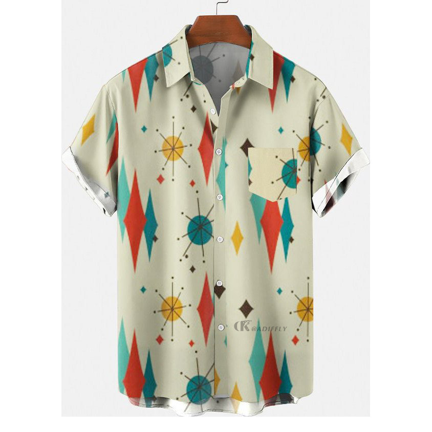 Hermosas camisas de verano de gran tamaño para hombres de estilo de Hong Kong con impresión digital, camisas casuales de manga corta, ventas directas de fábrica para hombres