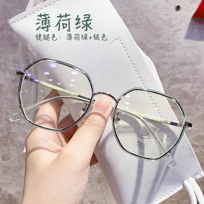 个性不规则tr90透明框防蓝光平光镜女韩版素颜复古近视光学眼镜架