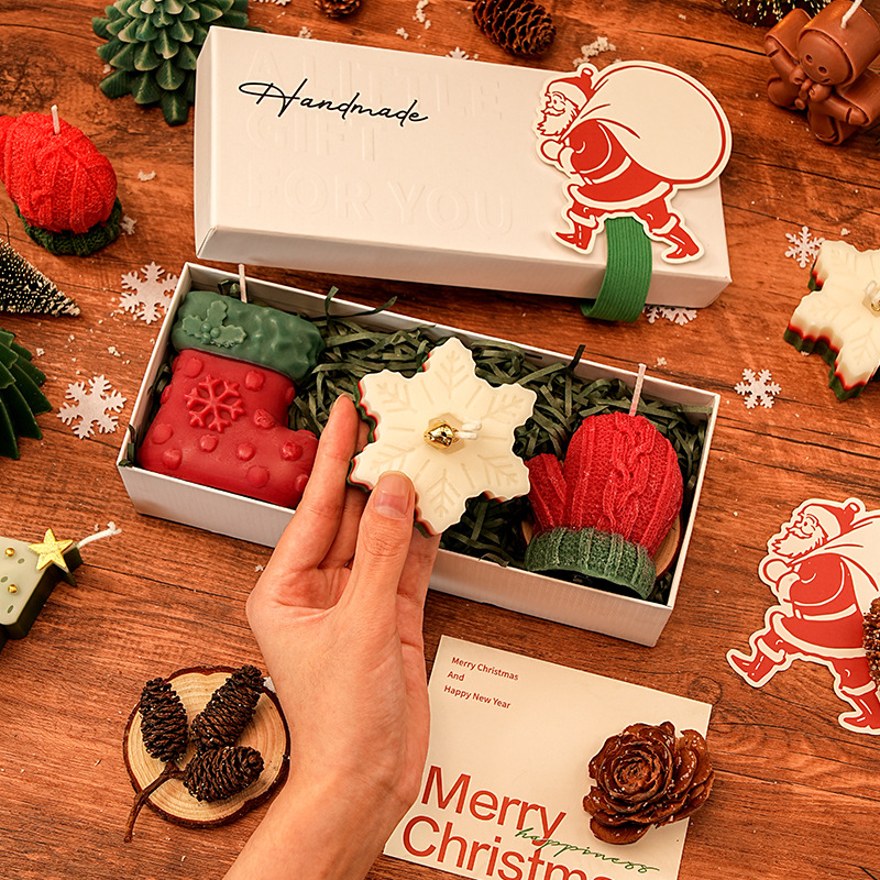 Caja de regalo corta E - (botas + copo de nieve + guantes)