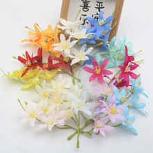 仿真文心兰4叉小花diy古风发簪头饰花环配件婚庆花墙装饰假花绢花