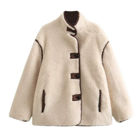 Трансграничная европейская и американская женская одежда AliExpress лопнул бархат, свободная сшитая куртка с коротким воротником