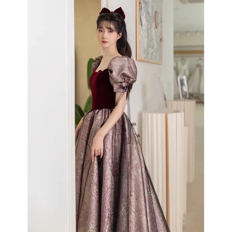 Brindis ropa novia temperamento de gama alta arte vocal examen vestido de noche anfitrión femenino banquete luz nicho de lujo Sentido de gama alta