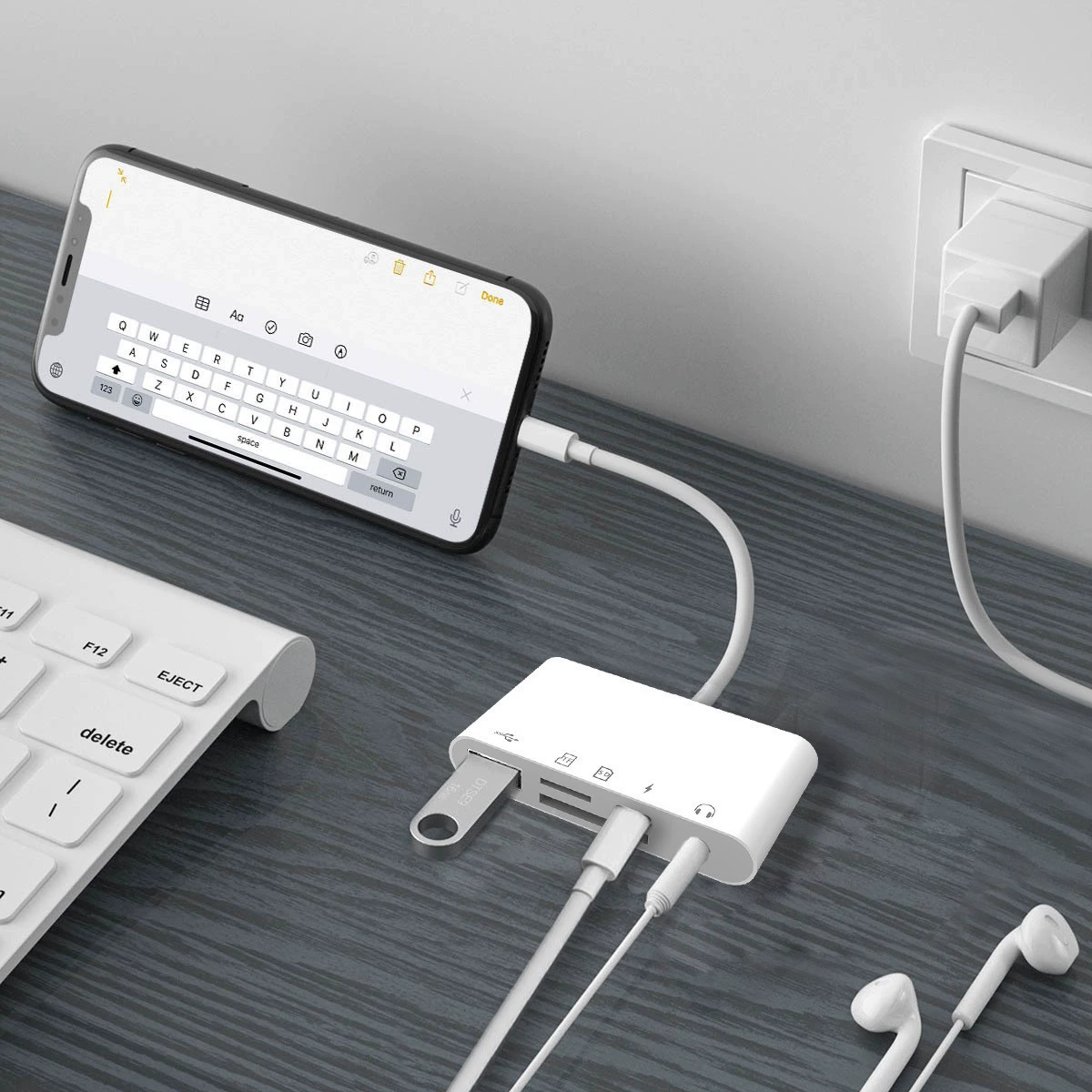 Совместимо с Apple мобильным телефоном считыватель карт пяти в одном многофункциональный OTG зарядка SD/TF/Тинг Сонг USB Apple адаптер