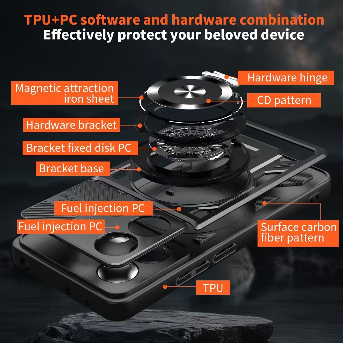 Aplicable MOTO G84 Youjia funda para teléfono móvil G54 descompresión giratoria 360 soporte magnético dos en uno funda protectora anti-caída image 5