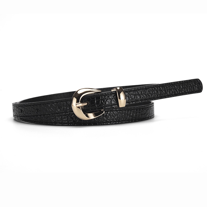 Cinturón Fino de Cuero Sintético para Mujer con Hebilla de Aleación y Aguja para Uso Casual