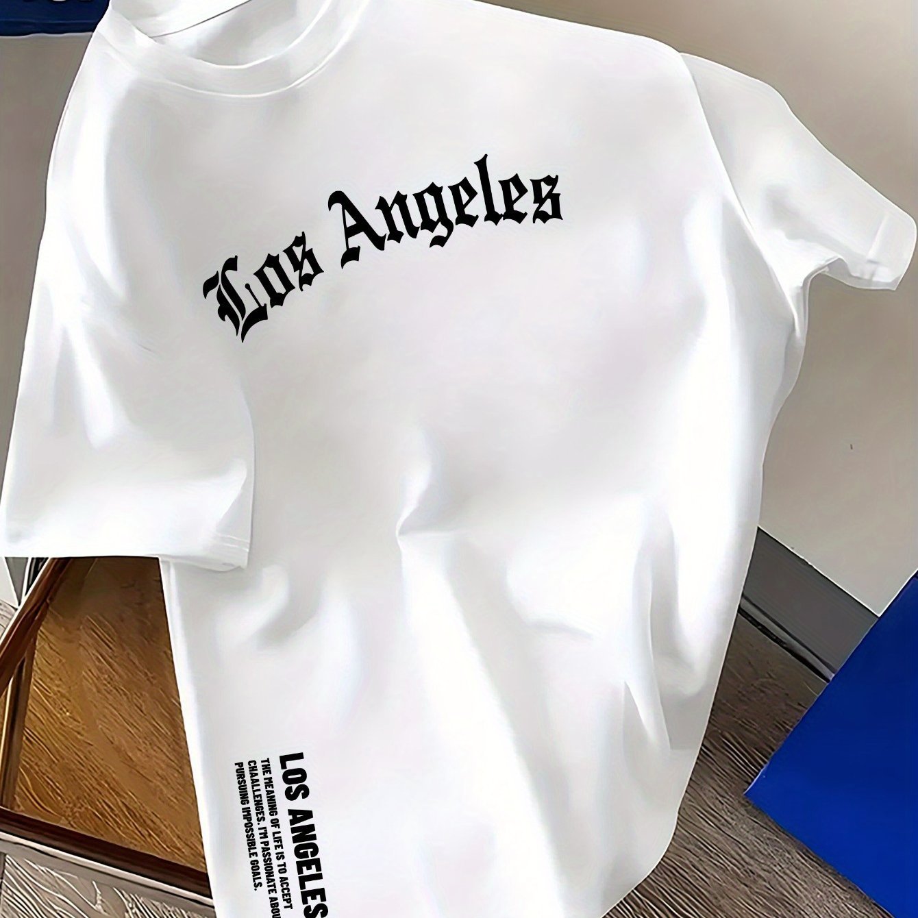 Herr t-shirt i bomull med los angeles tryck och lös passform_voghion.com