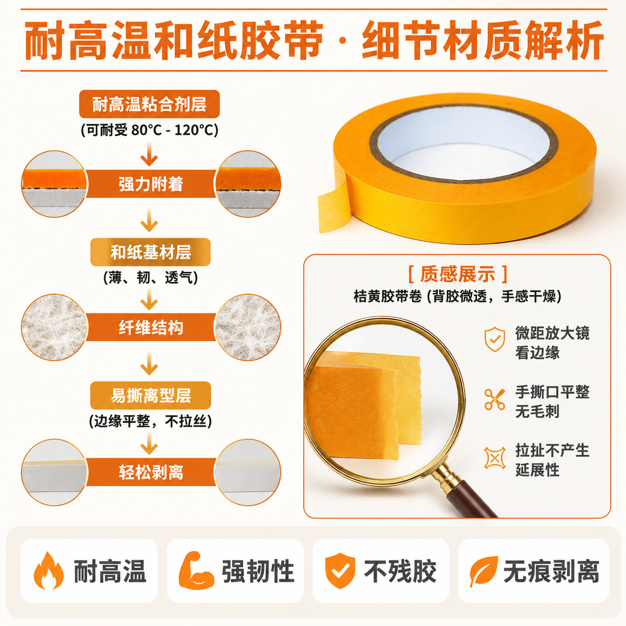 Лента маскировочная Qizhong желтая 8мм x 50м