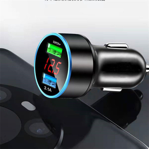 Car charger super fast charging head 66W car charger with digital display alloy cigarette lighter fast charge automotive accessory
