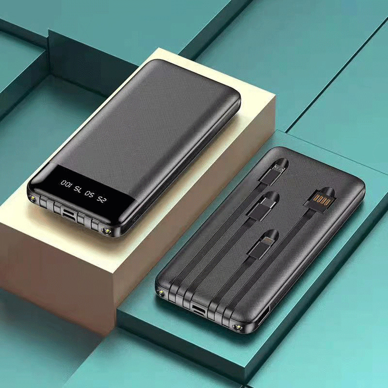 2w mAh portátil al aire libre de gran capacidad compartida teléfono celular cargador con cable de alimentación móvil cuatro pantallas digitales LED