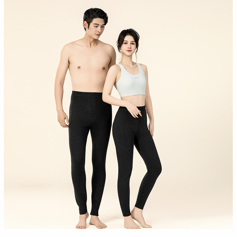 Quần legging cashmere nam nữ cao cấp lưng cao giữ ấm dệt kim — Màu xám đậm của nam giới chi tiết 12