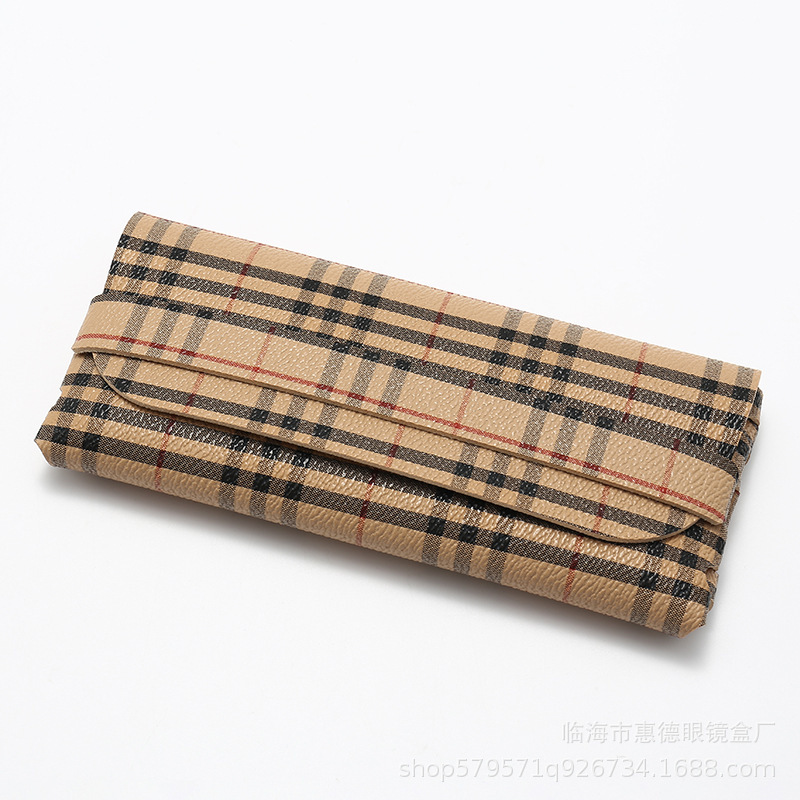 厂批眼镜盒现货新款单钉皮质墨镜包手工编织太阳镜盒子可印LOGO|undefined