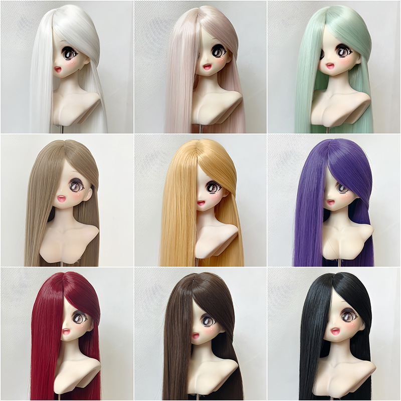 Yale Bjd Doll Wig High-Temperature Silk Bangs Long Straight Hair Blank Wig Set 3 Points 4 Points 6 Points Fake Hair in Stock