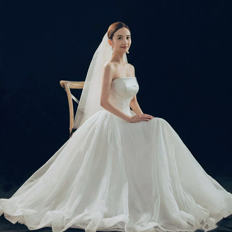 Strapless Wedding Dress 2026 New Style Elegant Main Gown Floor-Length High-End Simple Luxurious Light Wedding Dress Bride's Court-Style Strapless Wedding Dress 2026 New Style Elegant Main Gown Floor-Length High-End Simple Luxurious Light Wedding Dress Bride's Court-Style