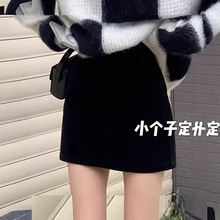 学院风复古高腰毛呢半身裙女秋季灰色高腰防走光A字裙包臀裙短裙5