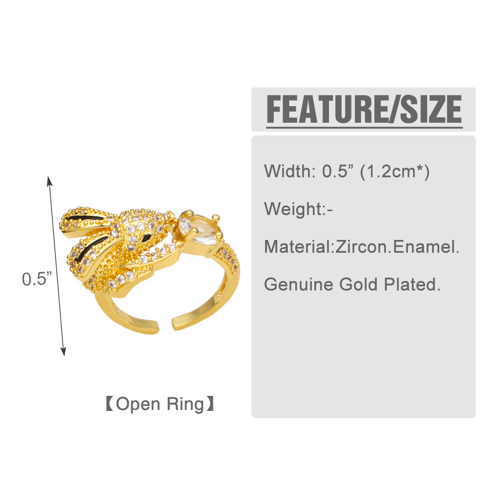 Fashion Creative Geometric Cross Rabbit Leopard Head Ring