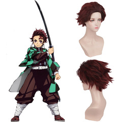 鬼滅の刃コスプレかつらアニメキャラクター門炭治郎赤グラデーション赤茶色現物