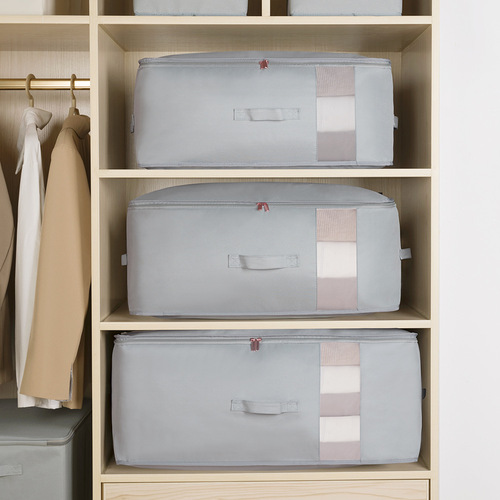 Cross-border Japanese and Korean quilt bag mesh see-through clothing quilt wardrobe storage bag thickened solid color quilt storage bag