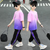 Summer clothing, children's sports set for boys, with short sleeve, gradient, 2022 collection, suitable for teen, Korean style