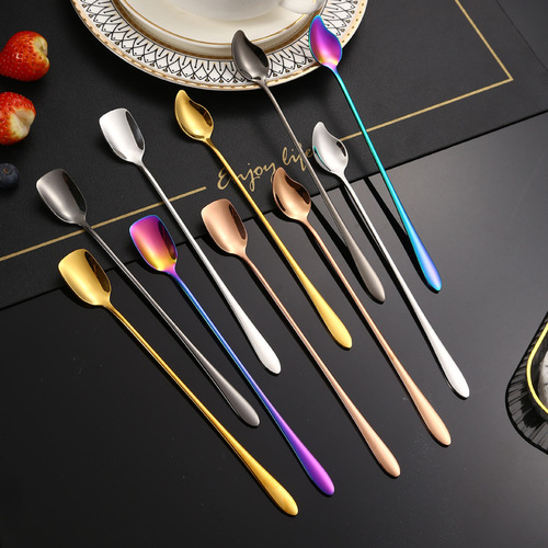 304 stainless steel spoon creative mango spoon ice cream ice shovel long handle mixing spoon spoon coffee spoon gift