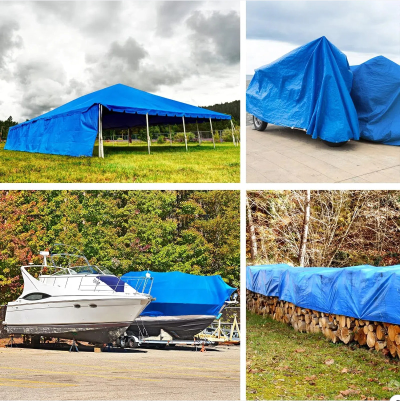 亚马逊出口PE蓝色银色篷布卷欧美中东非洲户外露营家用盖货防雨布