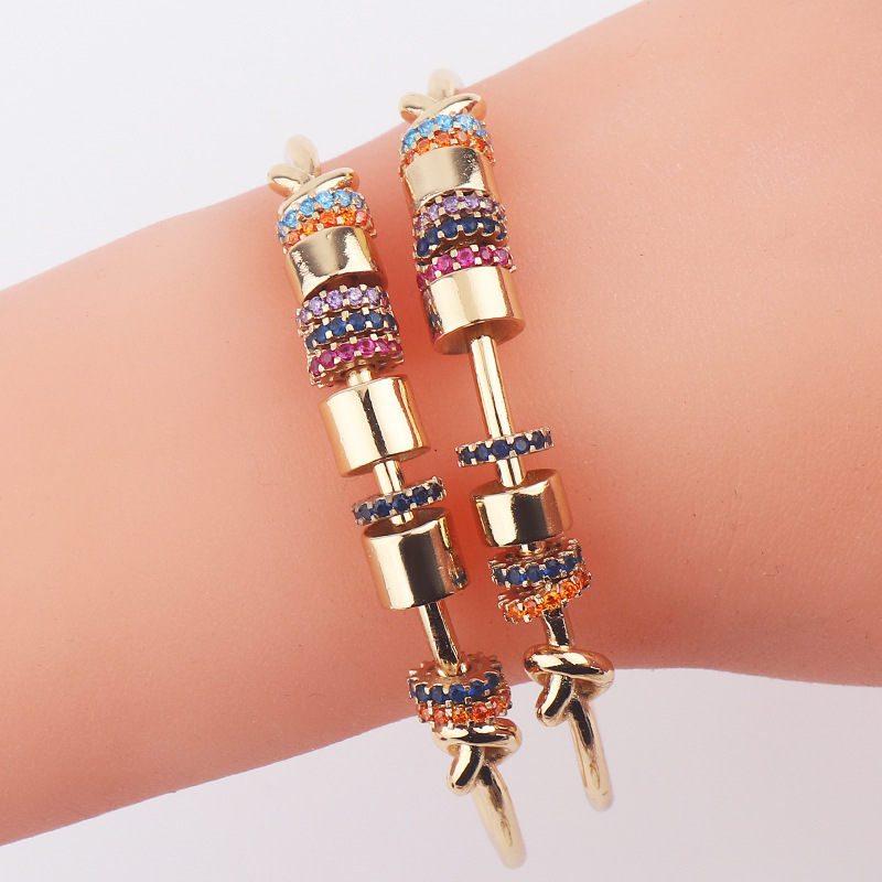 Fashion Geometric Copper Bangle Plating Artificial Gemstones Copper Bracelets