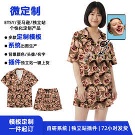 个性头像定制女款开衫短袖睡衣套装 休闲可外穿家居服两件套