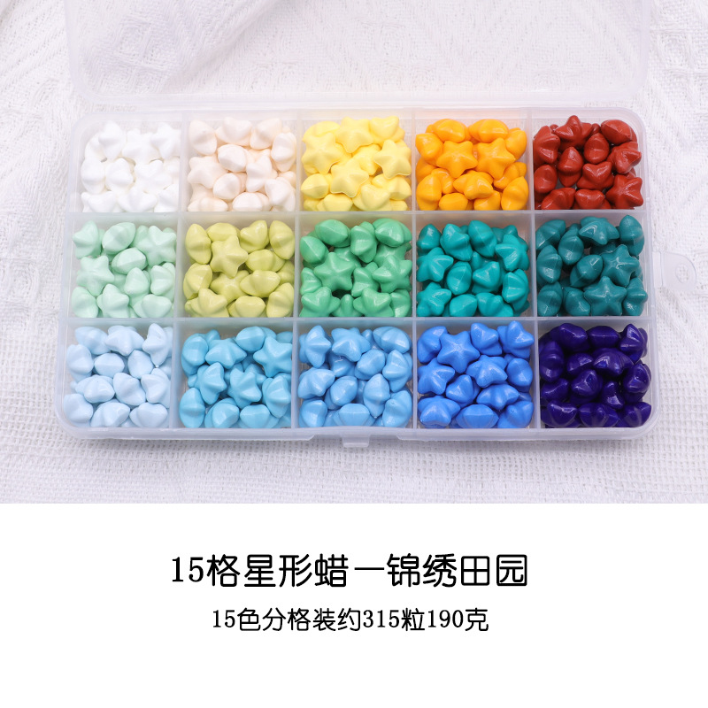 Juego de Perlas de Cera para Sellos de Estrella, 24 Rejillas, Serie de Colores Macaron, Perlas de Cera para Sellos de Pentagrama Baratas, Colores Mezclados