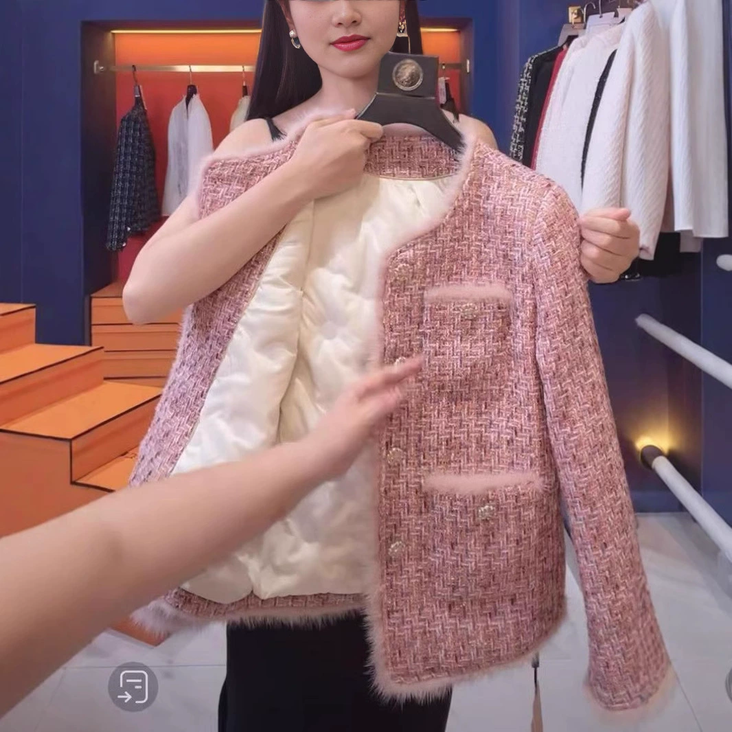 Изысканная пурпурная стеганая демисезонная куртка с пухом, стиль Chanel