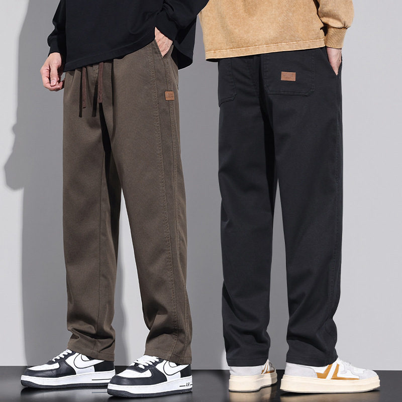 2025 Spring and Autumn New Loose Casual Pants Men's Thick Straight Cargo Pants Versatile Wide-Leg Long Trousers