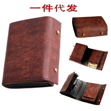 乐天畅销枥木皮男士三折钱包零钱包 便携真皮多功能box型短款钱夹