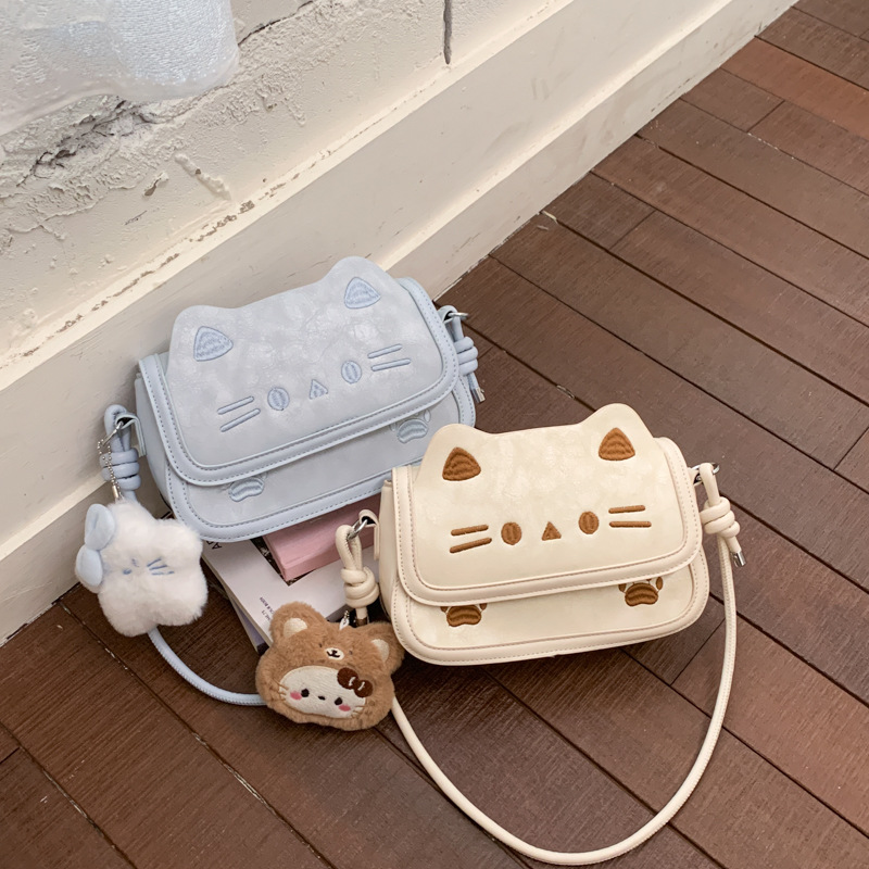Coreano lindo gato de dibujos animados bolso de mano mujer 2026 nuevo nicho estilo universitario lindo bolso de hombro pequeño image 1