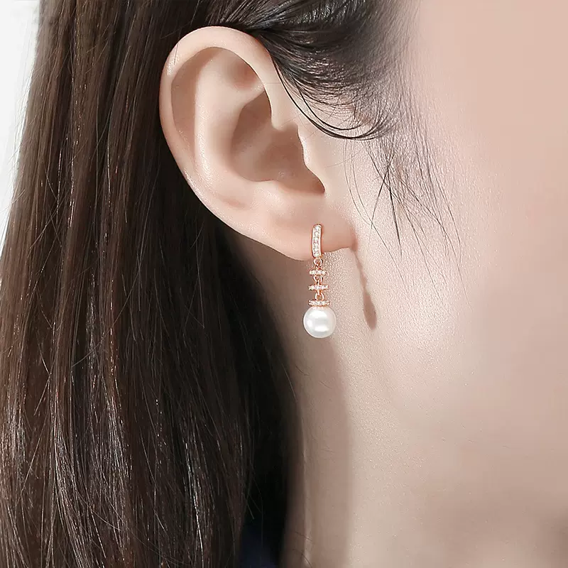 摩天轮小蛮腰耳钉女S925纯银高级批发饰品珍珠耳饰简约小众设计感