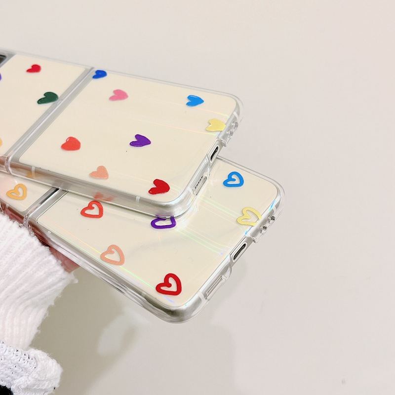 Adatto per Samsung ZFilp4 Color Love Folding Screen Phone Trasparente Pacchetto Completo Flash Rosa Carta Carta Flip Cover_voghion.com