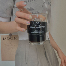 一切都好网红玻璃水杯 ins韩式拿铁咖啡杯 印花杯子可印刷图案