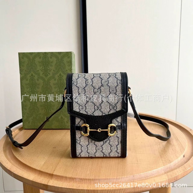 跨境新款经典老花1955手机包时尚百搭单肩斜挎小方包撞色盒子女包|undefined