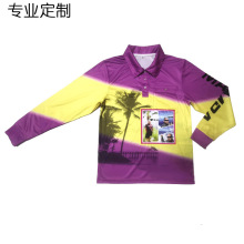 外贸工厂定制运动速干长袖满版热升华Polo衫防紫外线来图来样定做