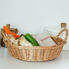 手作り藤編み収納バスケット竹編みスナックパン果物収納バスケット台所野菜卵雑物バスケット