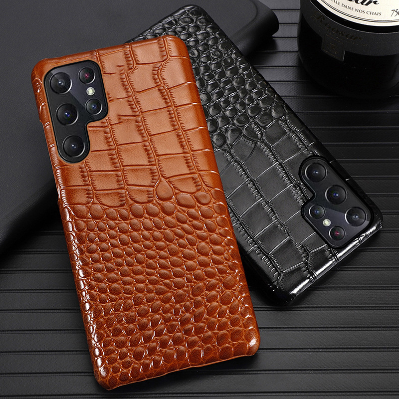 Suitable for Samsung S23Ultra Crocodile Pattern Mobile Phone Case Note20 Cowhide S21Plus One A71 Back Cover S22+