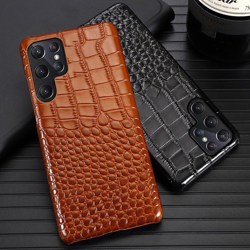 Suitable for Samsung S23Ultra Crocodile Pattern Mobile Phone Case Note20 Cowhide S21Plus One A71 Back Cover S22+