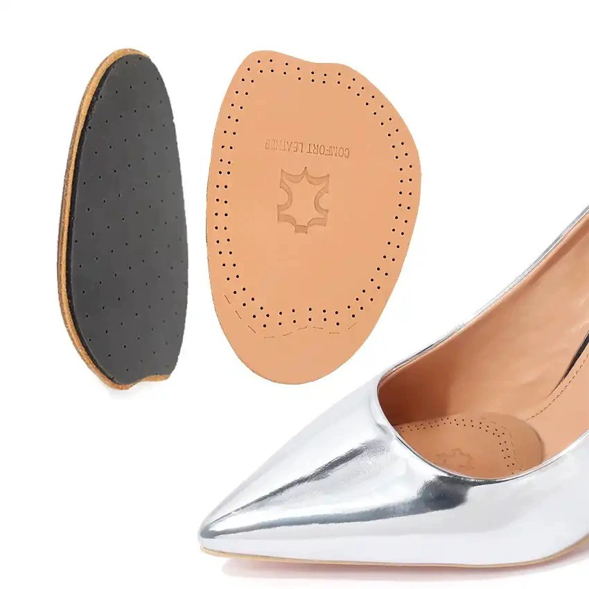 Оптовая Продажа с фабрики кожаные накладки на предплечье Нескользящие износостойкие стельки на высоком каблуке унисекс с дезодорантом с подкладкой из воловьей кожи наполовину размер