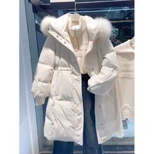 今年流行超好看韩系小个子中长款米白色连帽棉服外套女冬