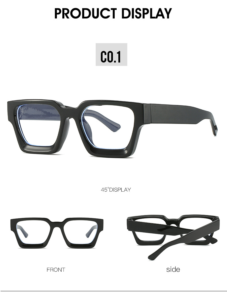 Style Simple Bloc De Couleur Pc Carré Plein Cadre Optique Lunettes display picture 8