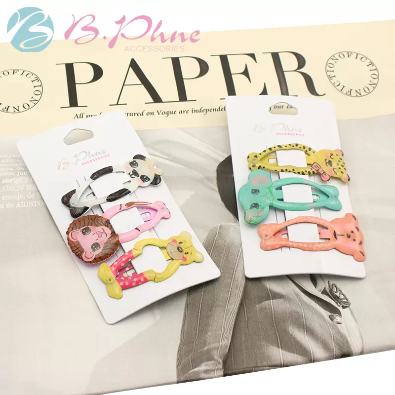 贝菲头饰女创意款韩版动物发夹彩色卡通bb夹可爱儿童发卡刘海边夹