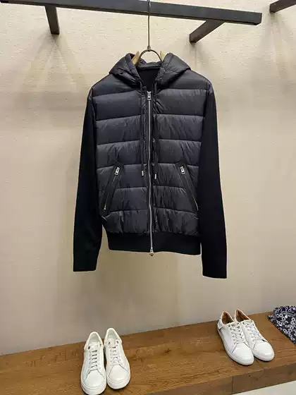 25 Monga Unisex Fashionable Breathable Trendy Wool Knit Patchwork Hooded Lightweight Versatile Down Jacket