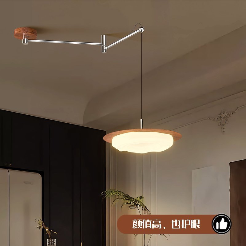 Candelabro de restaurante de estilo antiguo, desplazamiento móvil, mesa de comedor creativa retro, lámpara principal, lámpara de platillo volador de viento silencioso francés