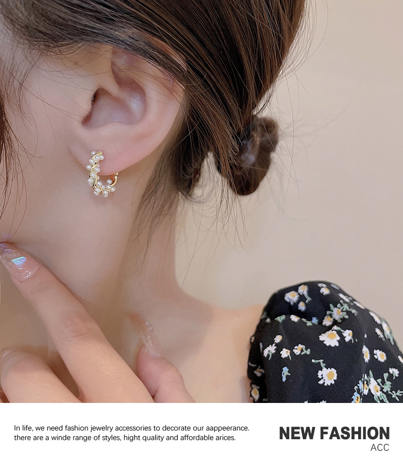 Geometric Pattern Lady Classic Style Geometric Alloy Plating Inlay Artificial Pearls Women's Earrings 1 Pair