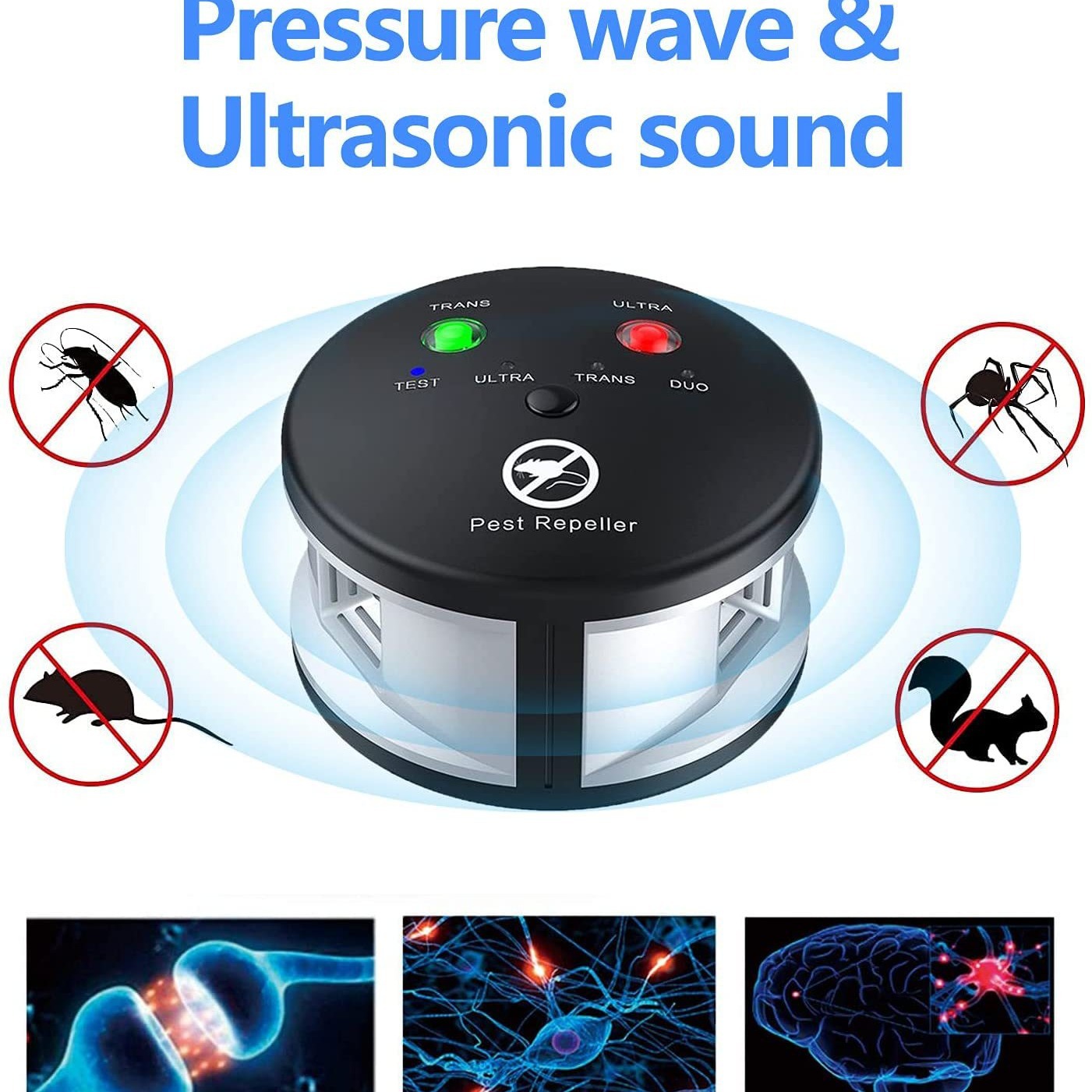 Repelente de insectos ultrasónico de 360 grados repelente de ratón ultrasónico de ardilla